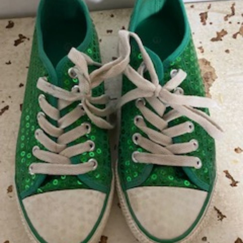 Green Sequin Sneakers